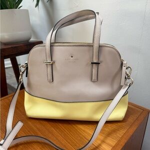 Kate Spade Cream and Yellow Satchel with Structured Design